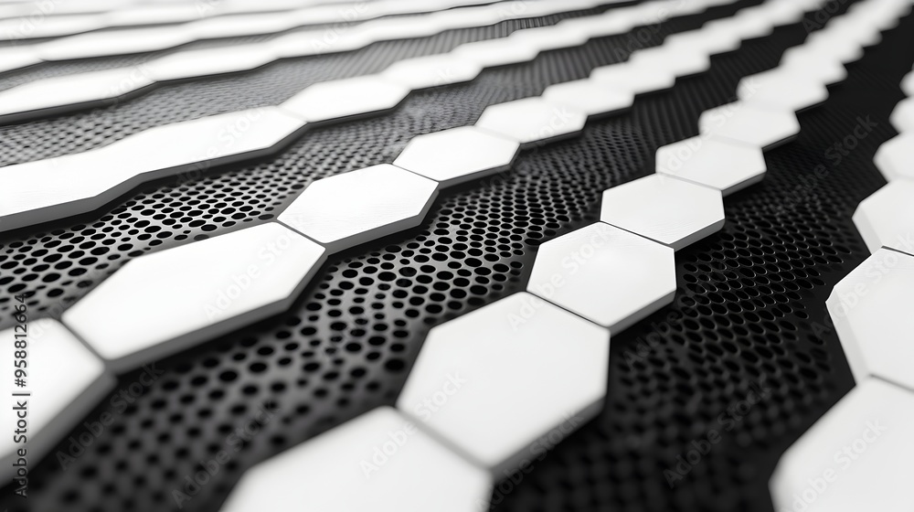 Poster elegant geometric honeycomb pattern with diagonal black stripe on clean white background