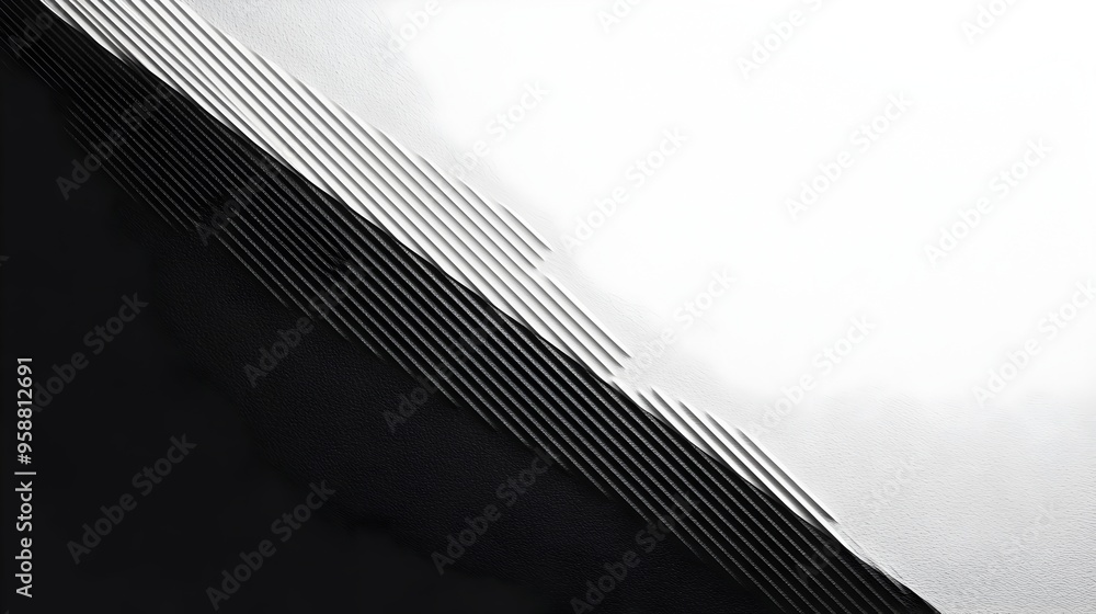 Poster elegant herringbone pattern with black diagonal stripe on white backdrop