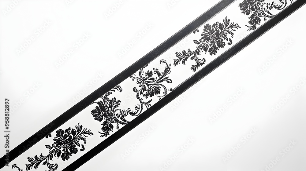Poster intricate victorian inspired abstract diagonal stripe pattern on white background