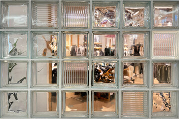 Close up photo of Glass blocks. Glass blocks functions as a semi transparent partition which enable...