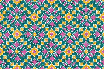 COLORFUL GEOMETRIC SEAMLESS PATTERNS, AJRAKH PATTERN, HAND BLOCK PRINT, BATIK PRINT, INDIAN TEXTILE BACKGROUND