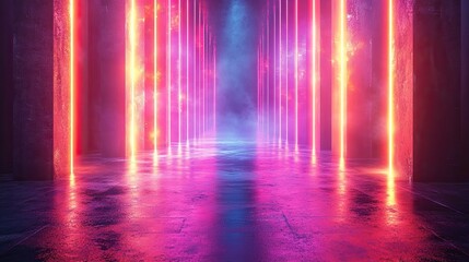 abstract neon backgroun modern wallpaper with glowing vertical lines