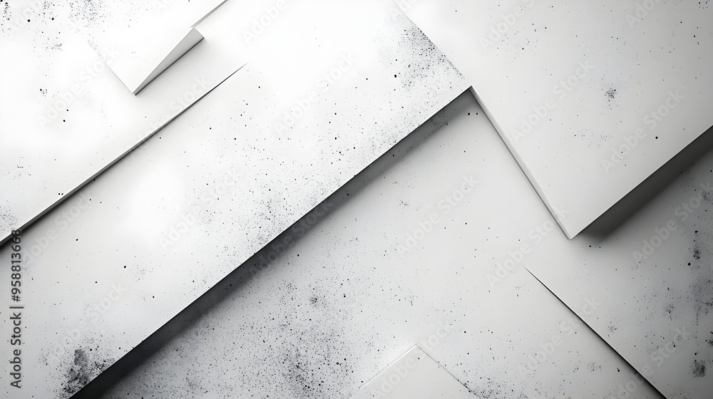 Poster minimalist white canvas with diagonal black stripe and geometric triangle patterns