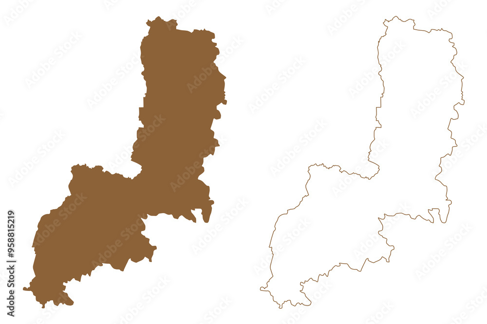 Wall mural Gmund district (Republic of Austria or Österreich, Lower Austria or Niederösterreich state) map vector illustration, scribble sketch Bezirk Gmünd map