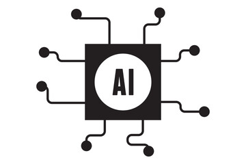 Artificial intelligence AI processor chip vector icon symbol. AI system icon illustration vector
