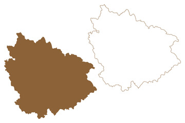 Freistadt district (Republic of Austria or Österreich, Upper Austria or Oberösterreich state) map vector illustration, scribble sketch Bezirk Freistadt map