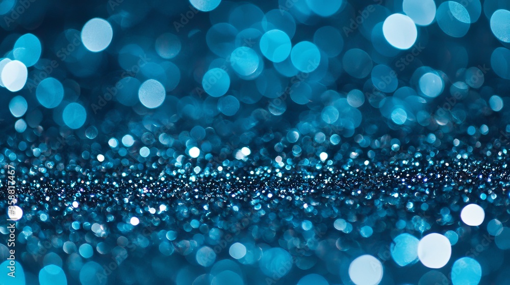 Aufkleber an abstract blue background with bokeh circular glitter is used for a design element and banner temp
