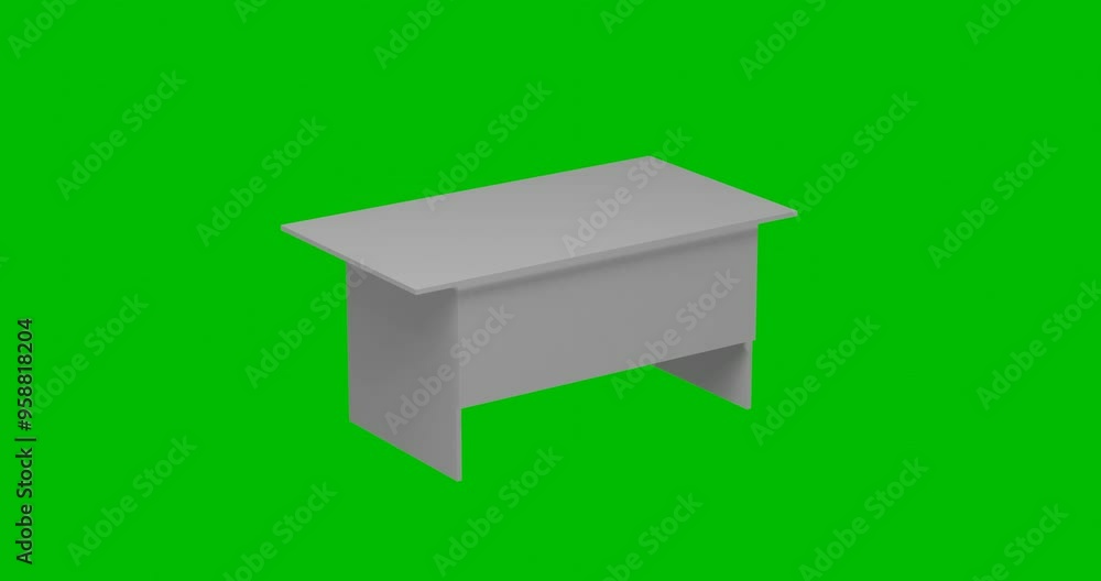 Poster animation of rotation of a white table with shadow. simple and complex rotation. seamless looped 4k 