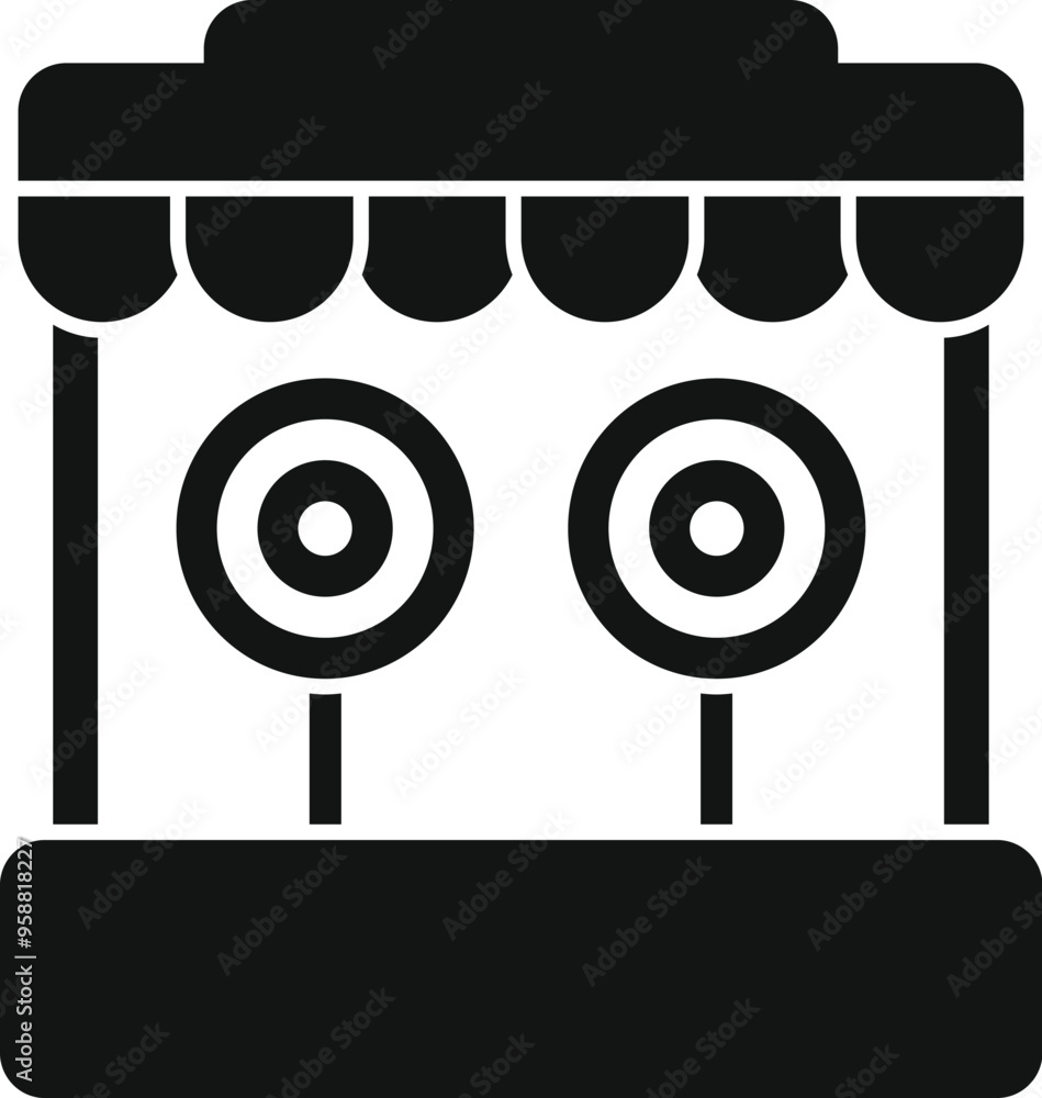 Poster this simple vector icon represents a shooting range booth with targets, perfect for projects related