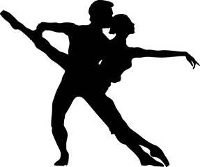 Illustration silhouettes in professional ballet dance drawing art