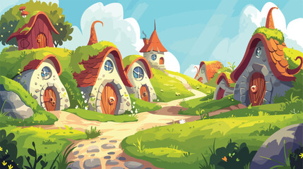 Gnome Village with Houses Fairytale Landscape