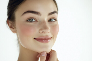 Obraz premium A beautiful woman close-up, facial skin care display