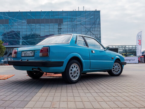 Honda Prelude vintage car. Retro blue auto