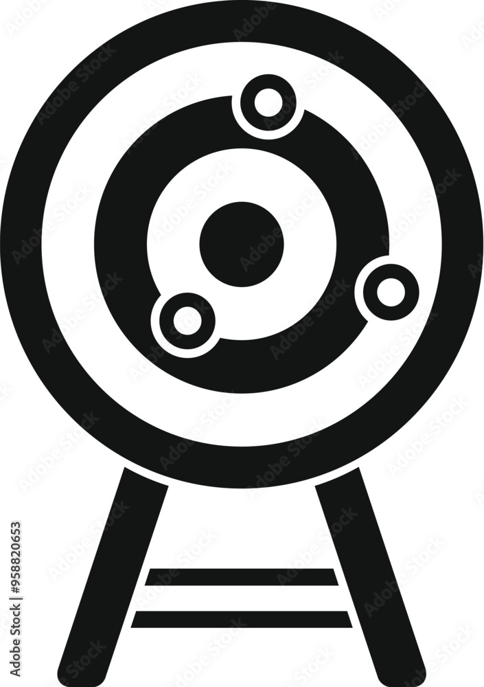 Poster simple style icon of a shooting target with arrows in the center standing on a tripod