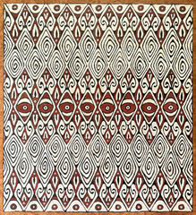 Traditional ethnic fabric in random abstract and floral ornamental pattern, ethnic cloth dyed hand...