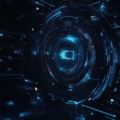 Obraz premium Futuristic digital technology background with glowing circuits and abstract patterns, perfect for innovation and science concepts.