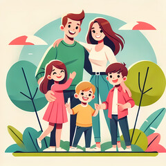 Happy Family Portrait in Nature