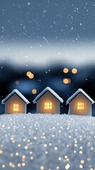 Naklejka premium Magical snow globe with a tiny enchanted village inside soft snowflakes swirling glowing lights in the windows cozy and magical atmosphere white and gold palette