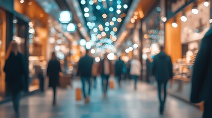 Busy shopping corridor adorned with twinkling lights as people stroll during the evening hours in a vibrant marketplace