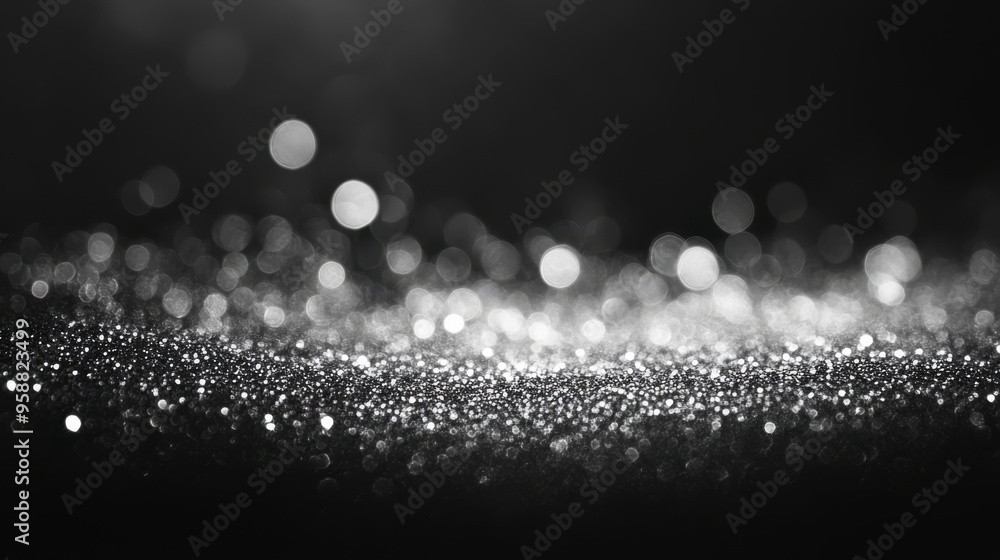 Poster a captivating close-up of sparkling bokeh effects against a dark background, showcasing light reflec