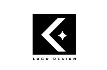 black white K corporate letter alphabet logo icon design with star suitable for a business or company