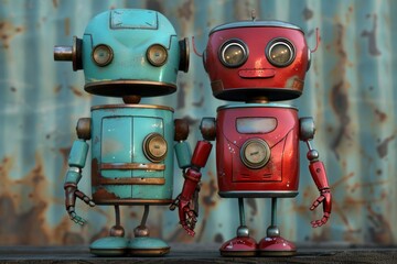 Robots standing next to each other on a table