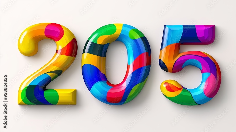 Aufkleber the number 205 is a colorful, abstract representation of the number. the colors are bright and vibra