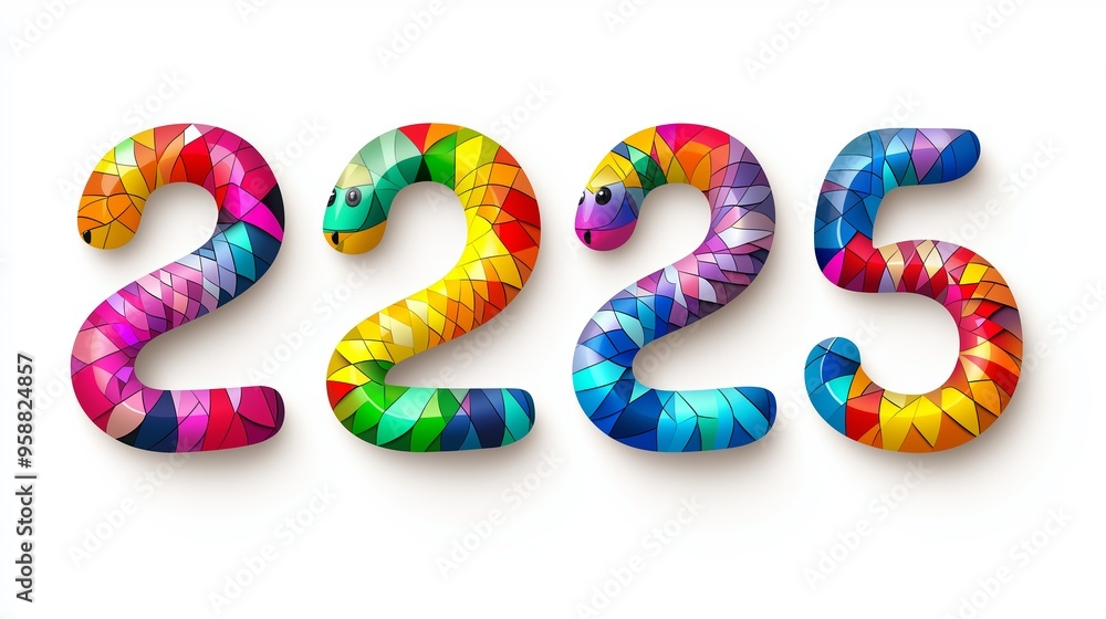 Poster the number 2255 is written in a colorful, abstract style. the numbers are arranged in a spiral, with