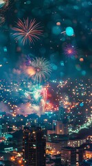 fireworks background at night party, new year's eve party
