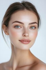 Fototapeta premium A beautiful woman close-up, facial skin care display