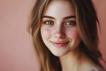 Obraz premium A beautiful woman close-up, facial skin care display