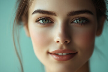 Fototapeta premium A beautiful woman close-up, facial skin care display