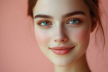 Naklejka premium A beautiful woman close-up, facial skin care display