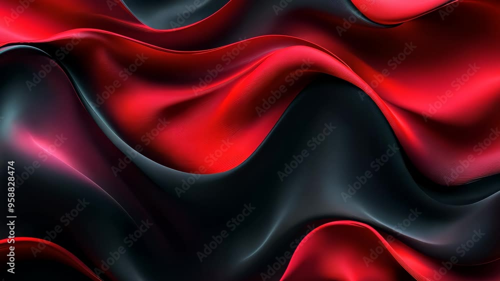 Poster flowing red and black waves creating a seamless visual experience
