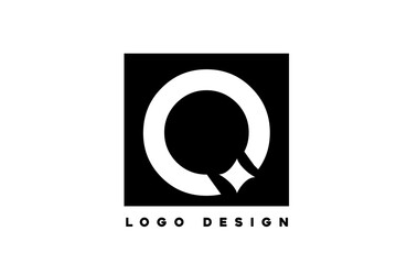 black white Q corporate letter alphabet logo icon design with star suitable for a business or company
