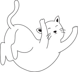 Hand drawn cat doodle illustration on transparent background.
