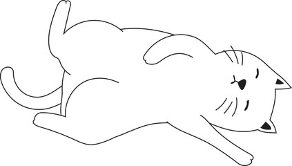 Hand drawn cute cat illustration on transparent background.
