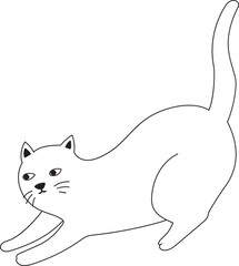 Hand drawn cute cat illustration on transparent background.
