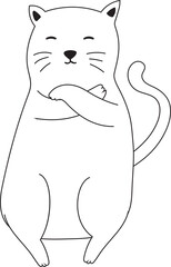 Hand drawn cute cat illustration on transparent background.
