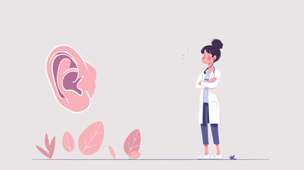 Listening Skill Concept Young Girl Next to Big Speaker