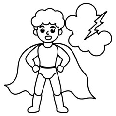 Superhero kid creating a storm with weather powers