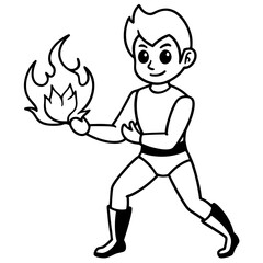 Superhero kid controlling fire with their hands