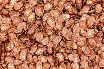 Chocolate flavored breakfast cereal. Background.