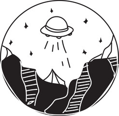 Hand drawn landscapes illustration on transparent background.
