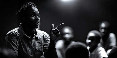 Black teacher encouraging students during a classroom discussion