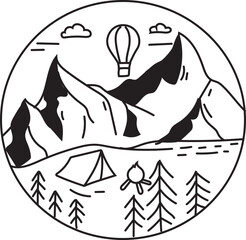 Hand drawn campfire illustration on transparent background.
