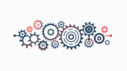 One Continuous Line of Moving Gears Wheels Rotating