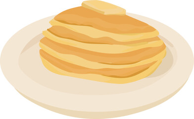 Cartoon pancakes illustration on transparent background.

