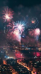 fireworks background at night party, new year's eve party