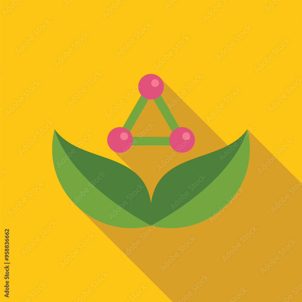 Canvas Prints green chemistry concept icon in flat style with long shadow on a yellow background